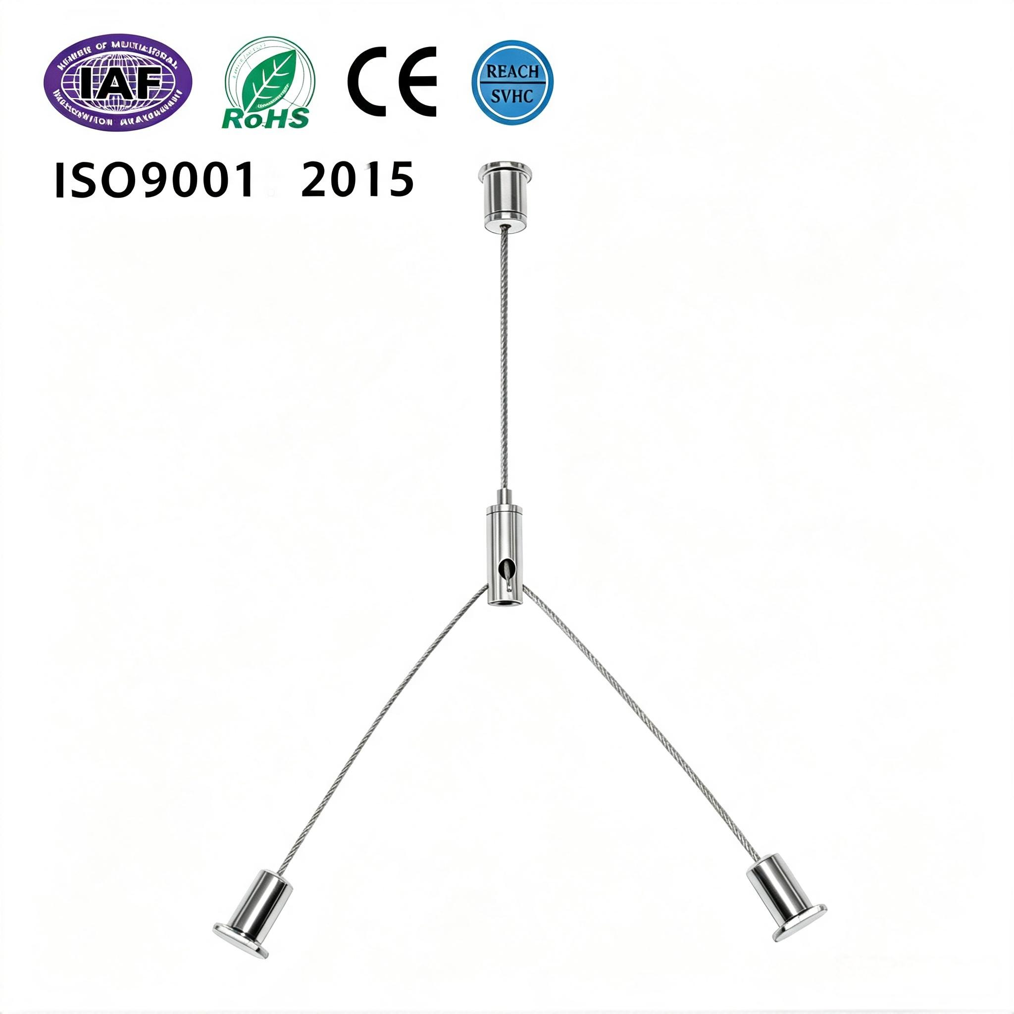Stainless Steel LED Panel Light Suspension Kit Adjustable Dual Point Support