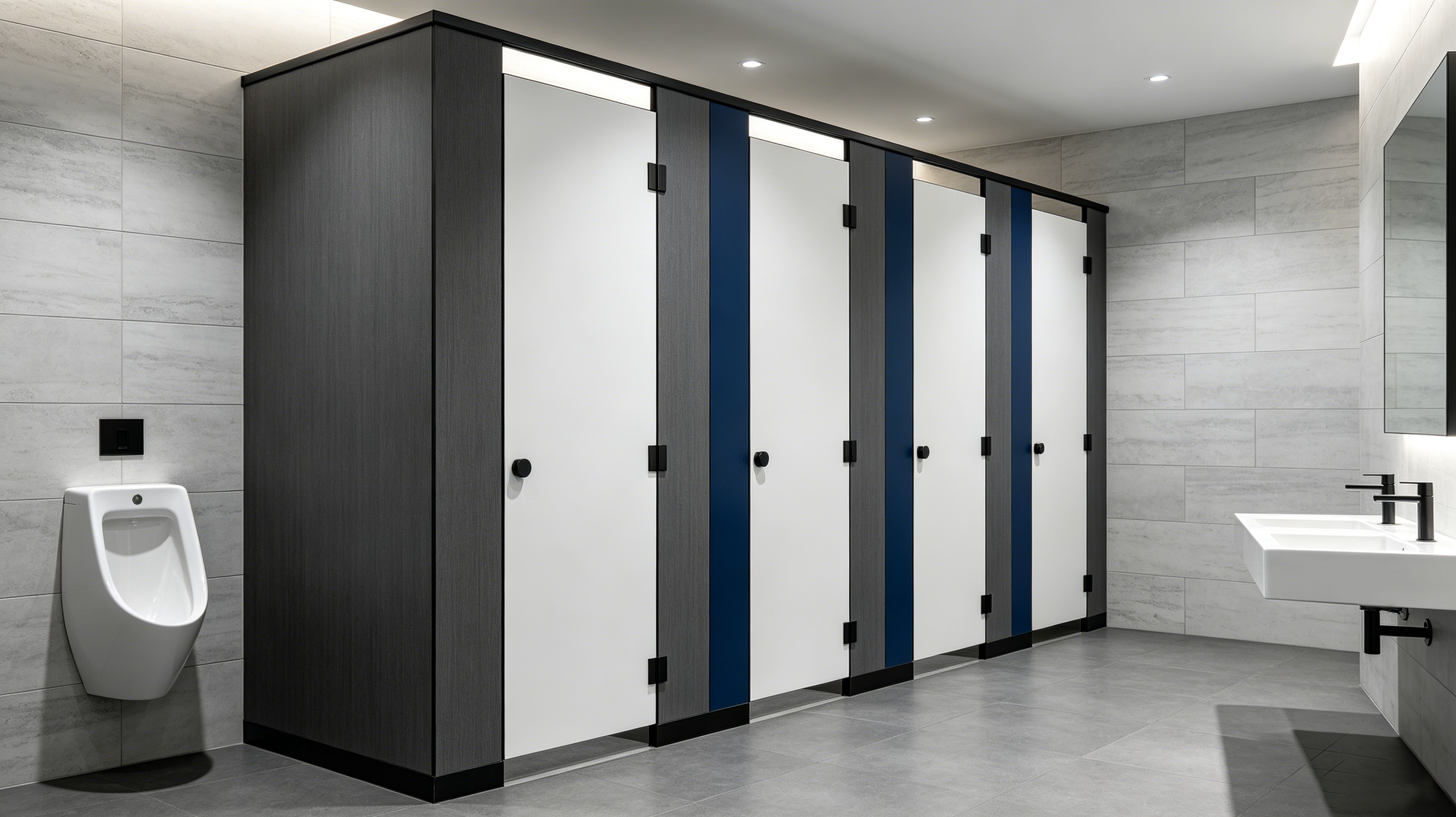 Commercial HPL Toilet Partitions - Waterproof Durable Compact Laminate Public Restroom Partitions for School, Hospital, Mall