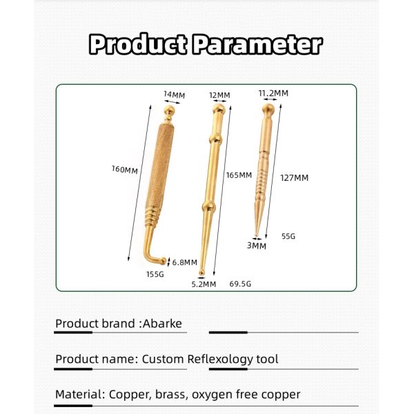 Full-body Massage Area Elbow Brass Copper Manual Acupressure Reflexology Pen for Gold Plated Tissue Massage Stick