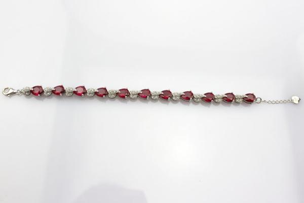 Sterling Silver Created RUBY Clear CZ Diamonds Tennis Bracelet(B02RUBY)