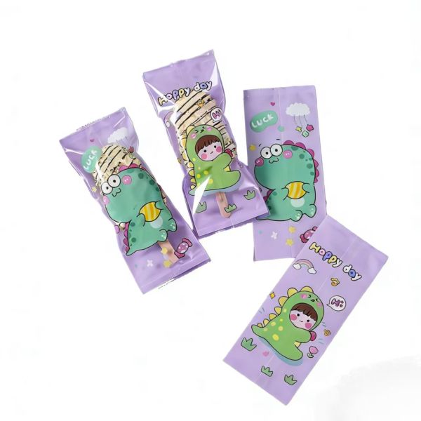 Low MOQ Middle Gusset Packaging Stocked Plastic OPP Bag Food Grade Packaging for Chocolate Bar Lolly Popsicle Ice Cream Pizza