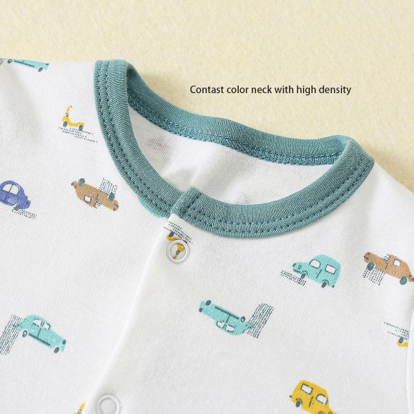 In stock Fold Hand and Snap Feet Design 100% Cotton Baby Romper Jumpsuit Baby Onesie Pajama