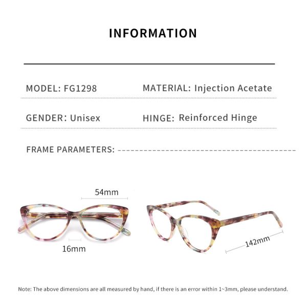 Мост 16mm рамки оптически стекел глаза кота женщин стекел рамки ацетата Eco дружелюбный