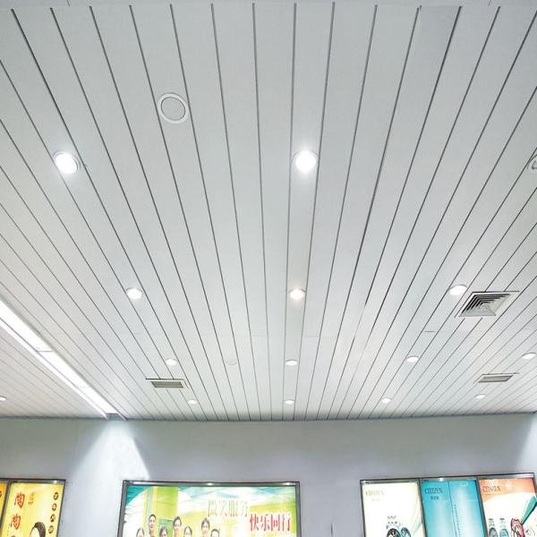 Linear G Strip Ceiling Aluminium Strip 300mm Width Wooden Grain Coating