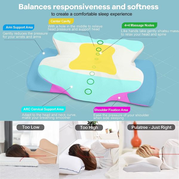 Anti-Static Memory Foam Cervical Pillow for Neck Pain Relief and Cradles Design