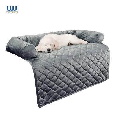 Dogs Cats Pet Sleeping Mat Filled 3 Sided Bolster Soft Plush Fabric