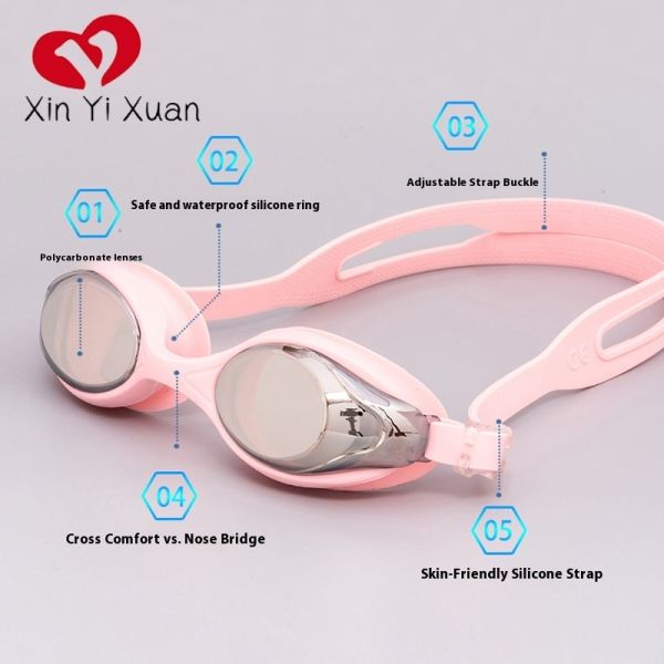 Toddler Kids Swim Goggles, Clear Anti-Fog PC Lens, Soft Skin-Friendly Silicone Seal & Elastic Silicone Headband, Leakproof Swimming Goggles for Water Park