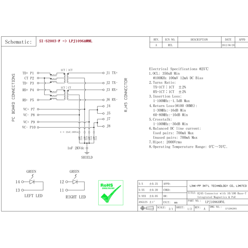 SI-52003-F 10/100M AutoMDIX Power over Ethernet Ethernet Adapter