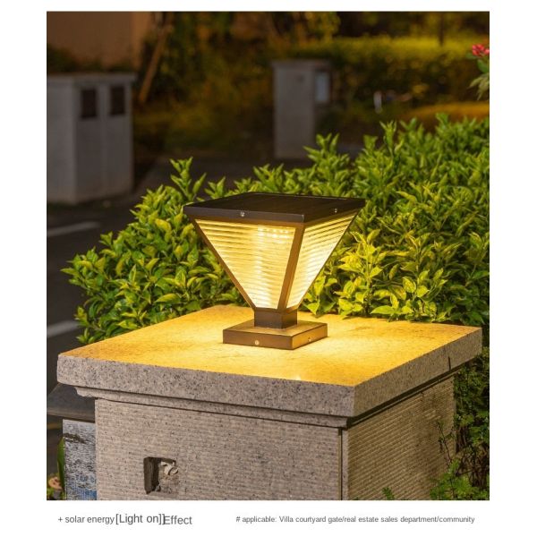 Durable Led Solar Powered Pillar Light Waterproof Electric Lamp Post for Outdoor Column