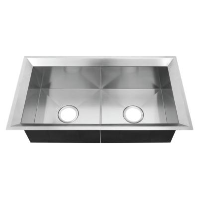 Montagem de aço inoxidável 32 da parte superior da banca da cozinha da bacia da bacia dobro única X18 '' X10”