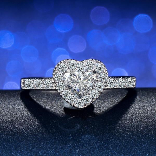 Luxury Princess Heart  Shape Ring Cubic Zircon Wedding Rings for Women New Design Engagement Fashion Ring Jewelry