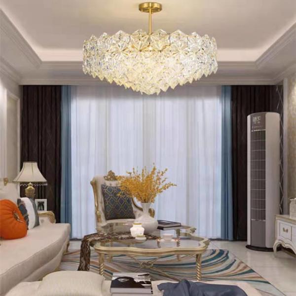 Copper Crystal Hanging Modern Pendant Light Bedroom Fashion D40cm