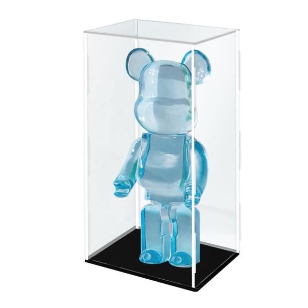 Clear Plastic Toy Display Cases Bearbrick Storage Large With Black Base Lid