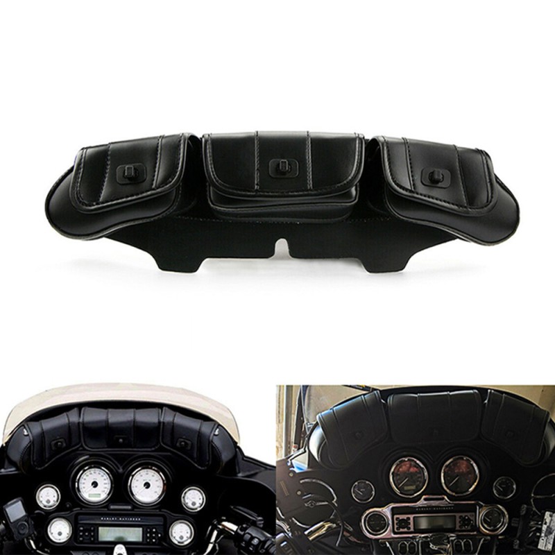 Motorcycle Front Triple Bag Tool Bag Leather Bag Suitable for Harley Grand Glide Street Glide 96-13