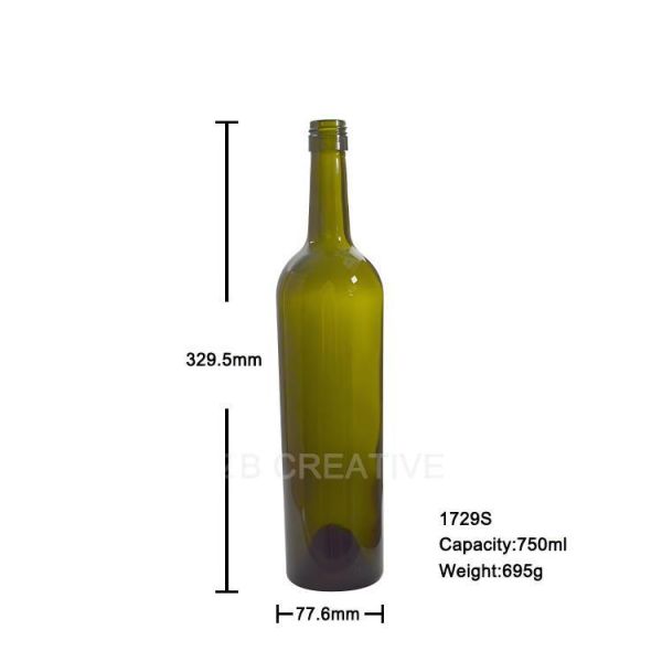 Luxury Bordeaux Style Wine Bottle 695g 750ml Premium Screw Top  1729S
