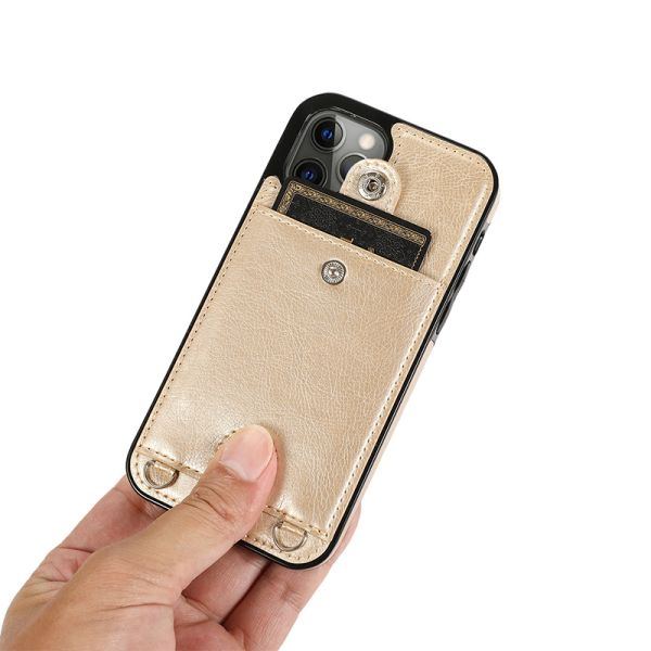 Men's Crossbody Leather Case for iPhone 12 Pro Max Shockproof and Functional Design