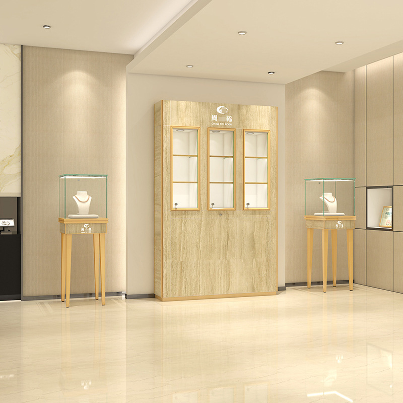 Customizable Design Jewelry Showcase with Adjustable Glass Shelves and Eco-Friendly Materials