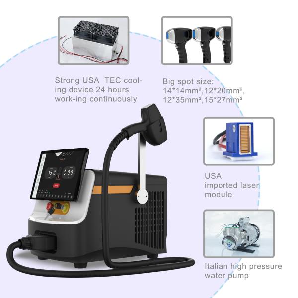 3 Wavelengths Fiber Laser Hair Removal Machine Customized Spot 14*14mm 12*20mm 12*35mm