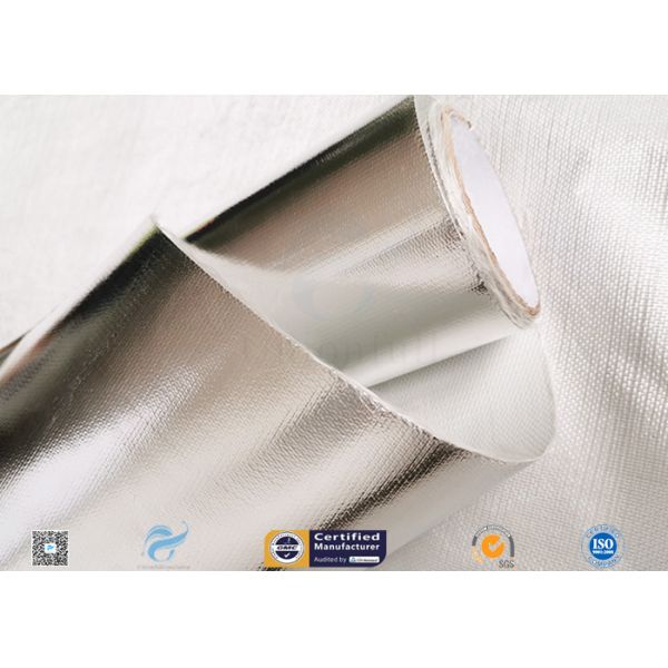 0.43mm Light Reflective Silver Coated Fabric Aluminium Foil E Glass Fabric For Pipes
