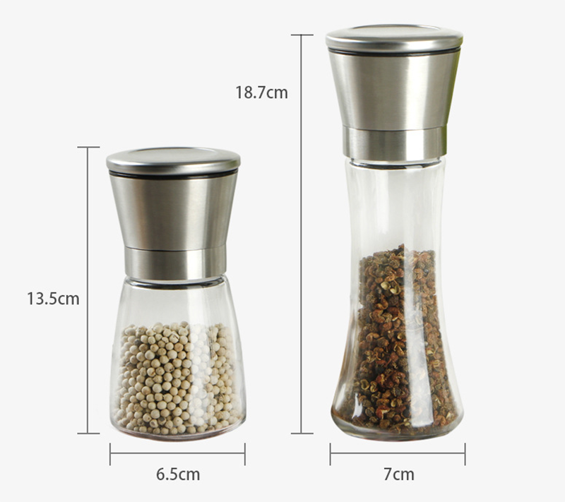80ml Ceramic Blades Refillable Glass Pepper Grinder