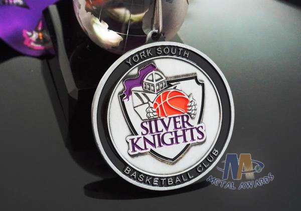 basketball Club Antique Silver Plating Custom Award Medals Soft Enamel Sports Events Medallion