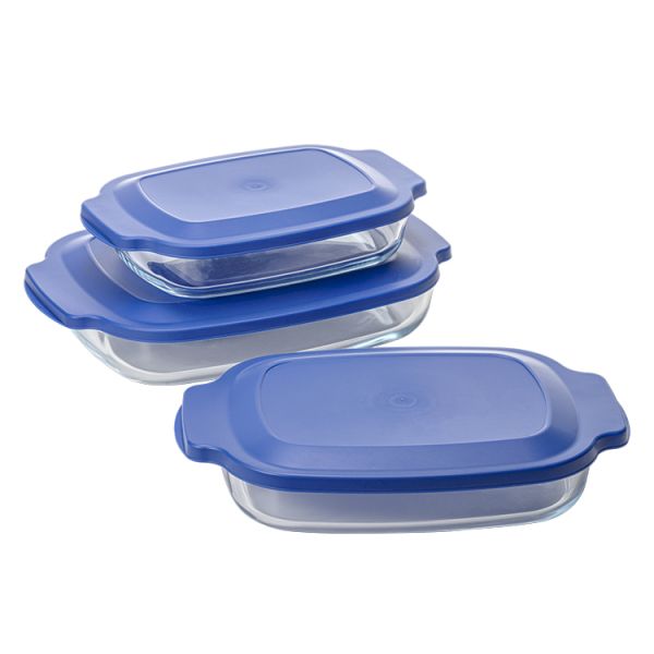 Borosilicate Glass Bakeware with PP Lid 1000ml to 3600ml