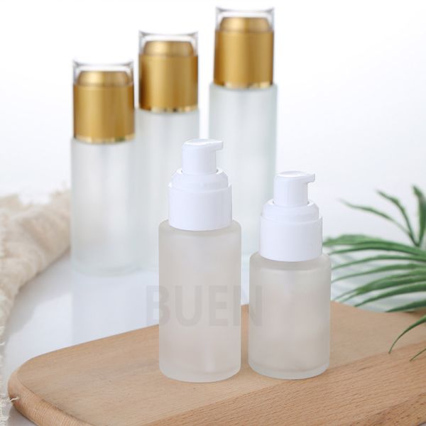 Screw Glass Frosted Glass Cosmetic Jars Cylinder Shape Glass Lotion Jars
