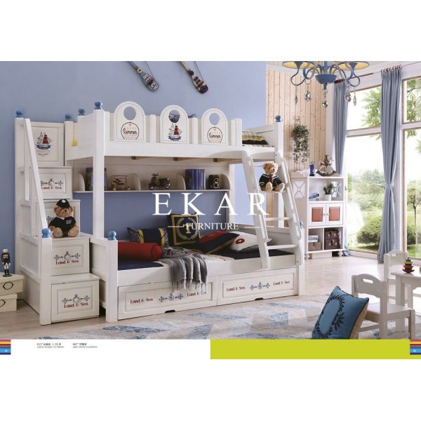 Double bed with guardrail Double-deck Children Bed