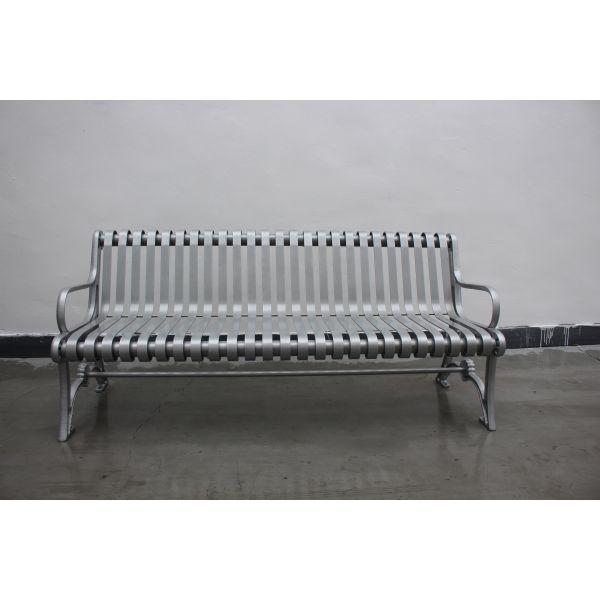 Водонепроницаемая городская металлическая садовая скамейка на открытом воздухе с плоской стойкой из чугуна и стали