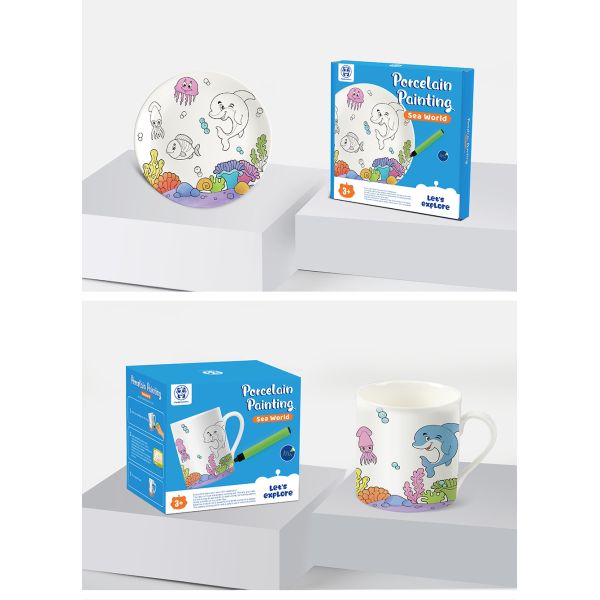 3 Paint Pens Children Didactic Toys Decorate Your Own Porcelain Plate / Mug