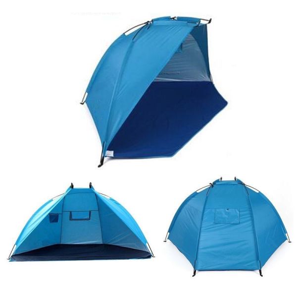 Beach Tent Sun Shelter - Portable Sun Shade Instant Tent for Beach Carrying Bag, Stakes, 6 Sand Pockets, Anti UV