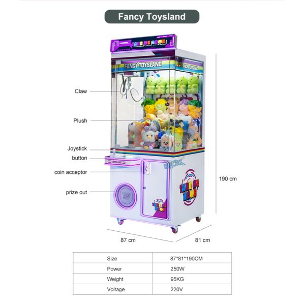 Pink Love Gift Coin Operated Claw Machine Fully Transparent 90W