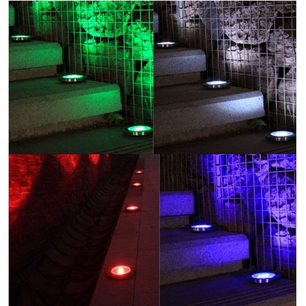 Round 5W Solar Power LED Underground Light LED Garden Light White Warm White RGB color