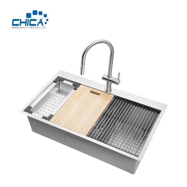 30x22x10cm Hot Sale Single Bowl Handmade House Kitchen Sinks Cheap Stainless Steel Kitchen Sinks With Faucet