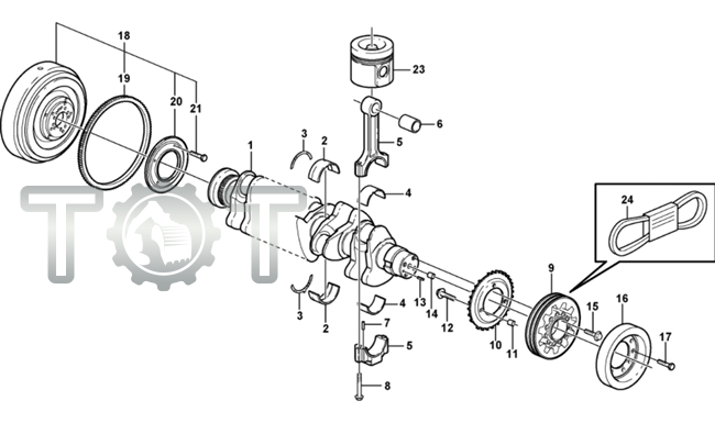 VOE21245957 Volvo D7D D7E Engine Crankshaft EC240 EC290 Forged Steel Crankshaft