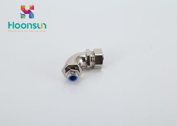 90 Degree Flexible Conduit Fittings Elbow Metal / IP66 Metric Brass Cable Gland