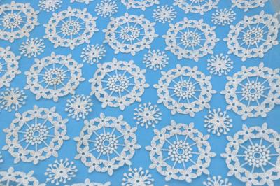 Mesh Embroidered Allover Lace Fabric de nylon com estilo do floco de neve do fio de poliéster