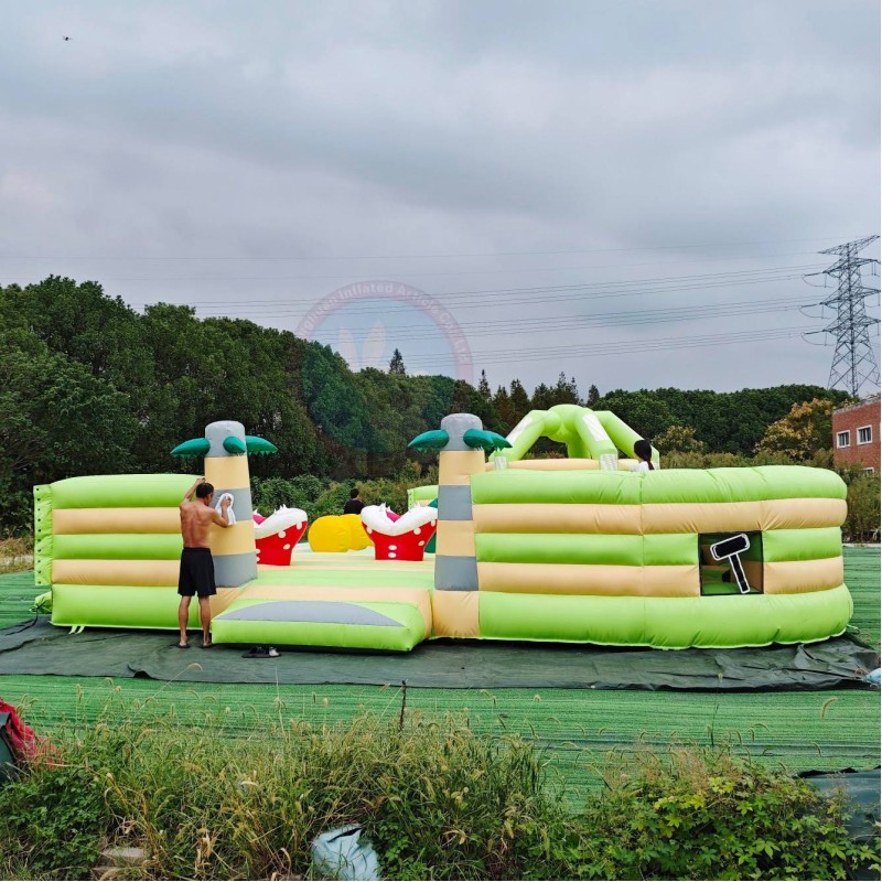 Giant Inflatable Water Park Colorful Obstacle Course Amusement Park 35+ Person Capacity PVC Material Customizable Size