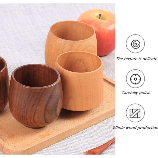250ml Wooden Drinking Cups Practical Log Color Jujube Japanese Wooden Tea Cup