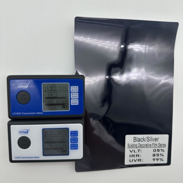 Black-Silver Solar Window Film with 2 mil Thickness 5.3% VLT and 88.0% IRR for Home Office Safety Protection