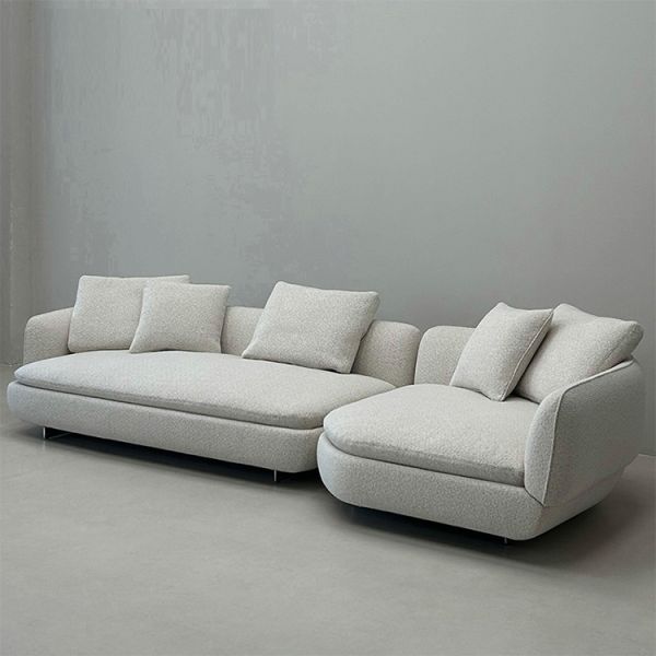 Italian Minimalist Luxury Villa Living Room Sofa Set Hotel Lobby with Teddy Velvet Fabric Sectional Modular Couch