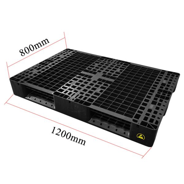 1200*800*140mm ESD empilage de palettes électroniques en plastique noir pour les industries