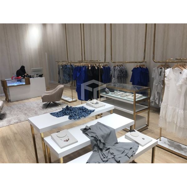 ODM Boutique Women Clothing Shop Display Furniture Racks 5mm Thick