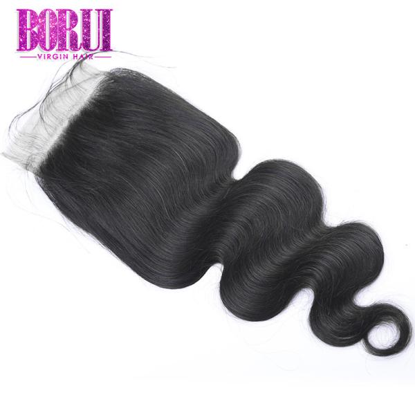Pre onda brasileira do corpo do laço transparente de Hd do fechamento do laço do cabelo humano de Plcuked