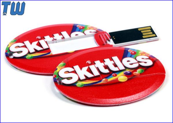 Oval Card Design USB Pen Drive Full Color Digital Printing Advertising Gifts