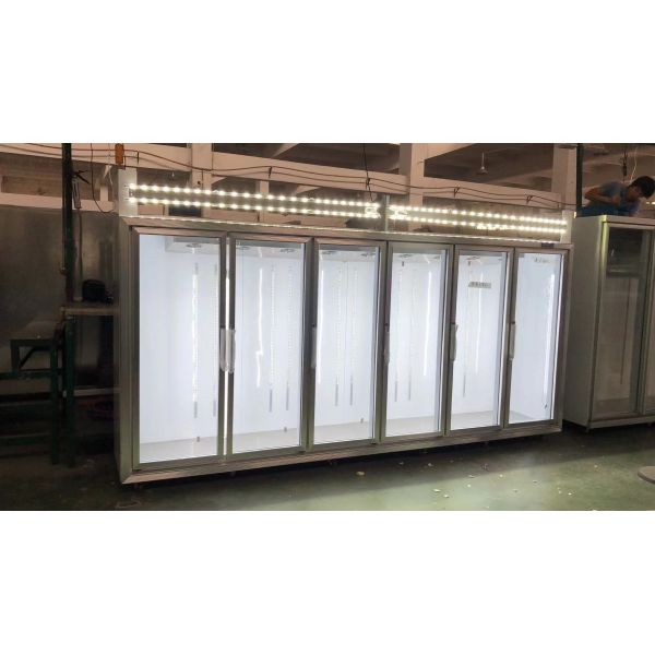 6 Glass Door Commercial Display Refrigerator 380V 3200L Durable