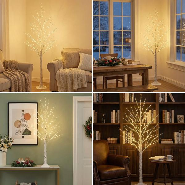 The luminous birch tree table lamp / floor lamp / copper wire tree lamp - essential items for creating a festive home and entertainment atmosphere during the New Year