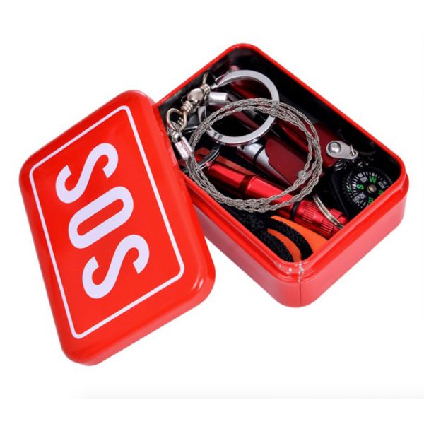 Travel camping outdoor tractor Tool SOS survival kit with Swiss knife flashlight first aid