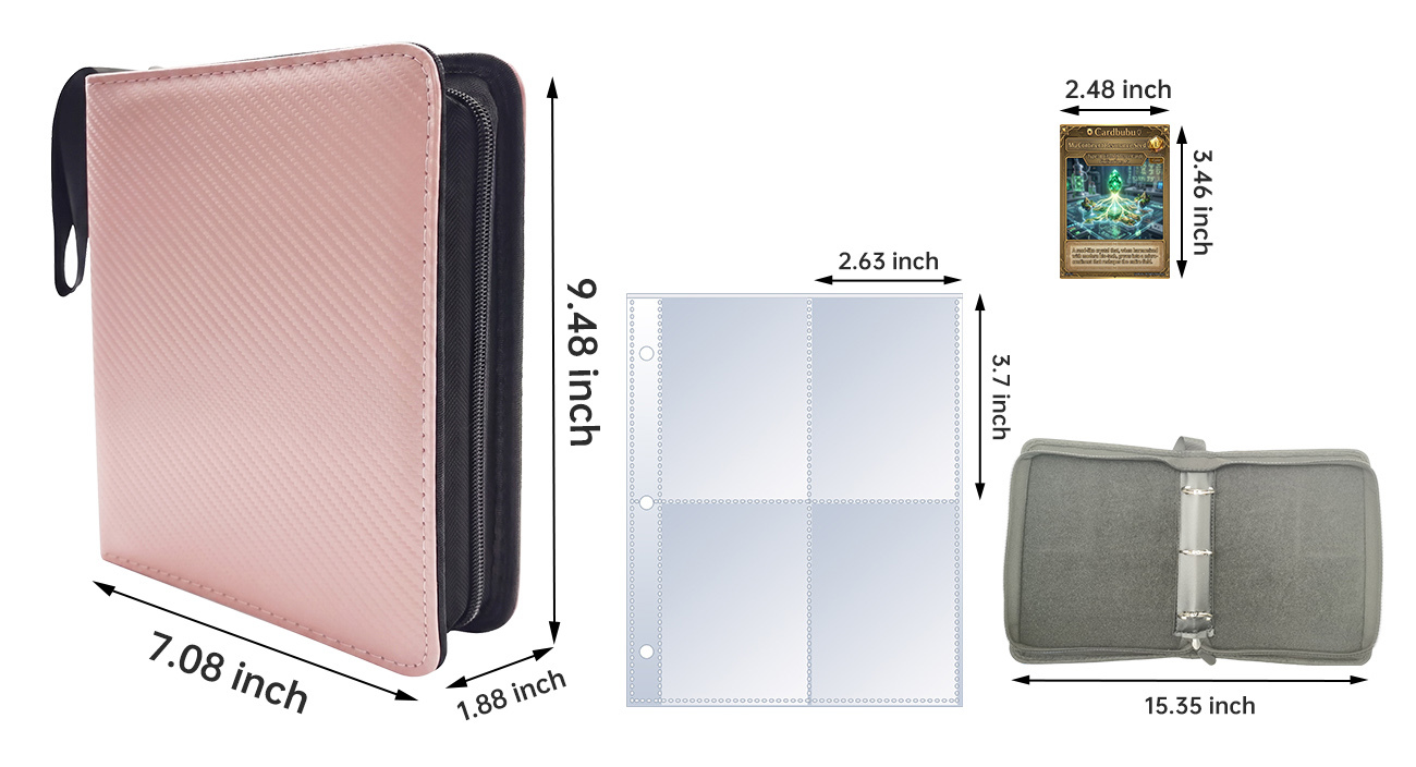 OEM Trading Card Binder 4 Pockets Zipper Closure Pokemon Card Book