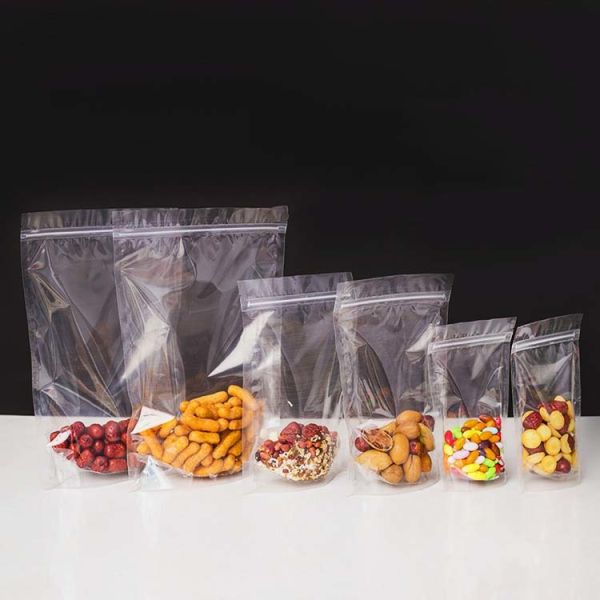 Customizable Plastic Clear Transparent/Frosted Food-Grade Stand-Up Self-Sealing Bags For Food Packaging